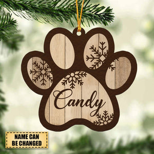 Personalized Wooden Paw Ornament – Custom Dog Name Decorative Wooden Shaped Christmas Ornament Keepsake