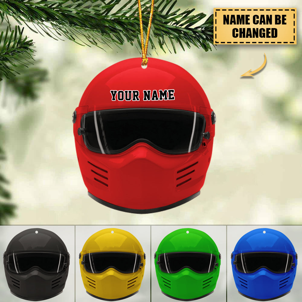 Drag Racing Helmet - Personalized Christmas Ornament
