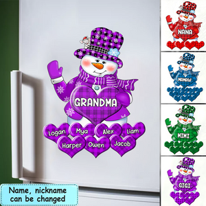 Colorful Christmas Snowman Grandma Mom Little Heart Kids Personalized Acrylic Fridge Magnets