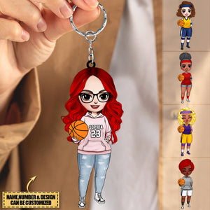 Personalized Woman Girl Basketball Player Acrylic Keychain