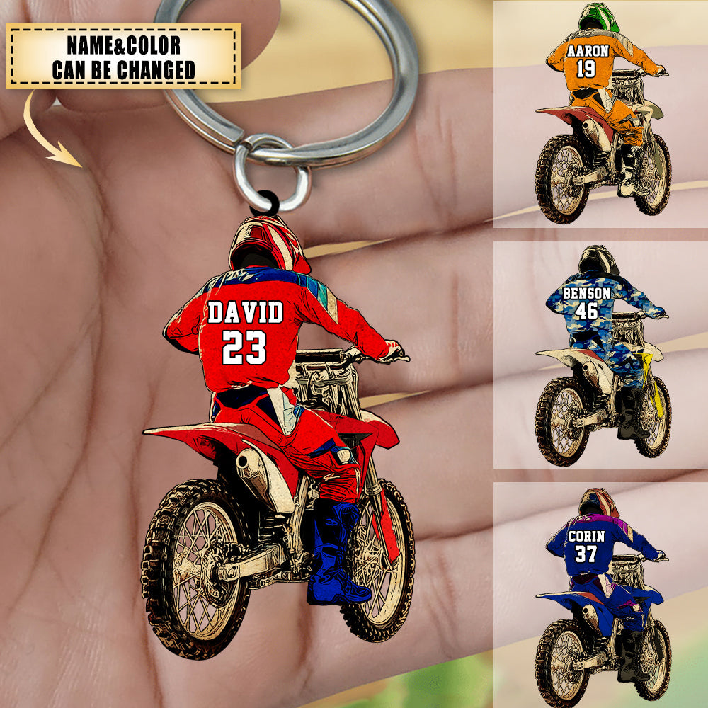 Personalized Motocross Dirt Bike Gifts Keychain for Bikers