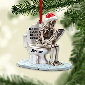 The Best Seat In The House Personalized Skull Toilet Sitting Funny Ornament, Christmas Tree Decor