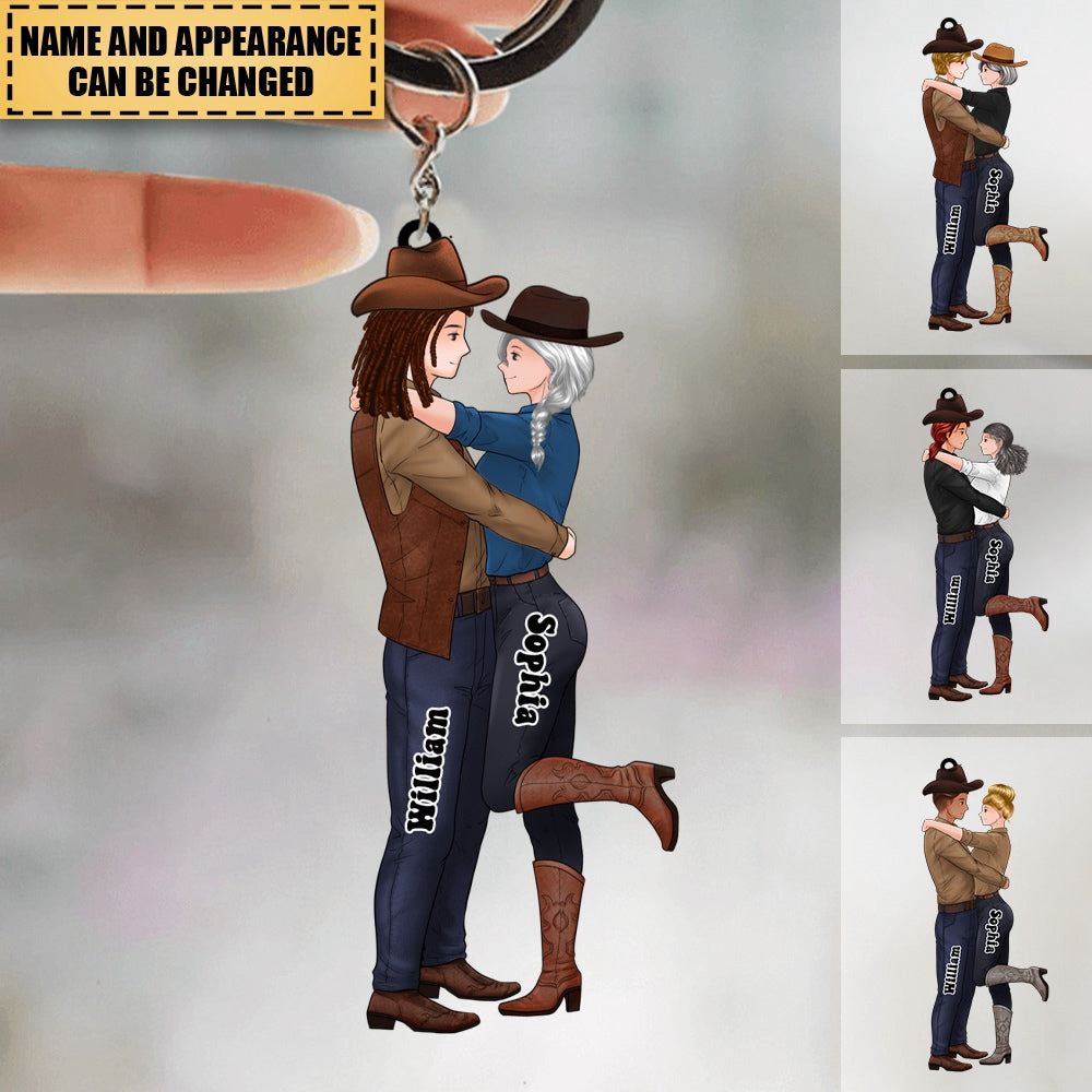 Personalized Couple Cowboy And Cowgirl Keychain