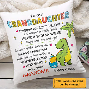 Personalized Granddaughter Hug This Dinosaur Drawing Pillowcase