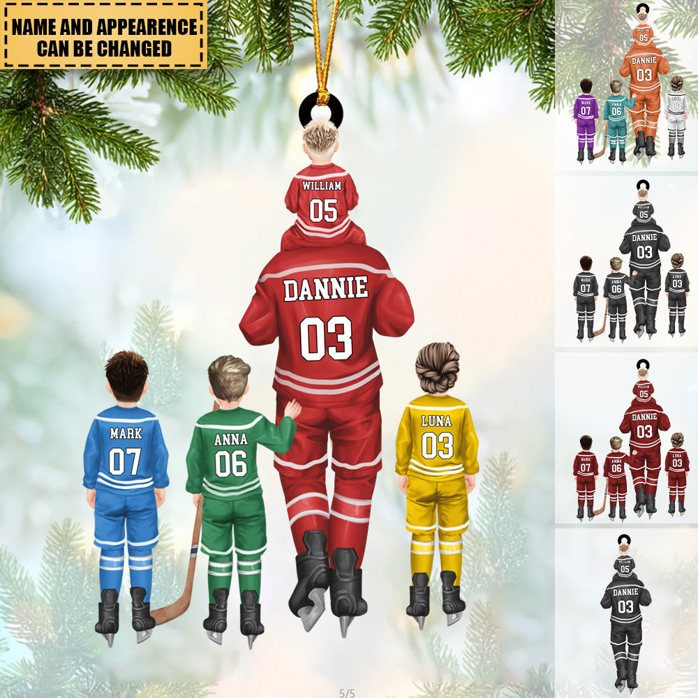 Dad And Kids Together Skate - Personalized Hockey Ornament- Appropriate gift for Christmas