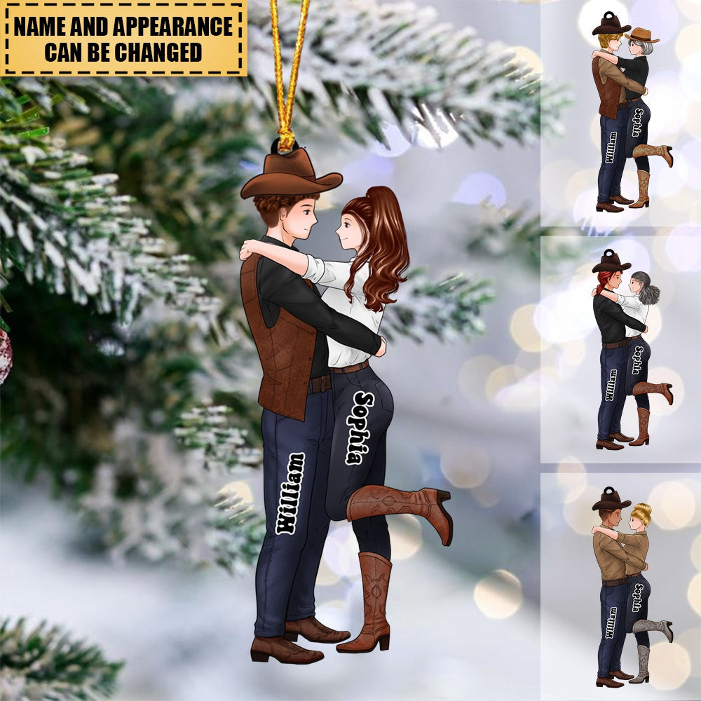 Personalized Couple Cowboy And Cowgirl Chirstmas Ornament