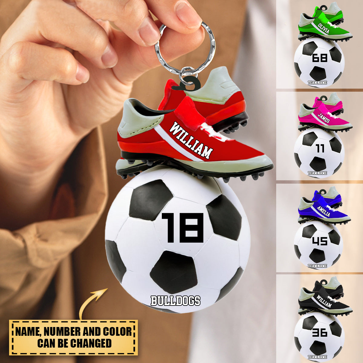 Personalized Football and Shoes Acrylic Keychain For Soccer Lover