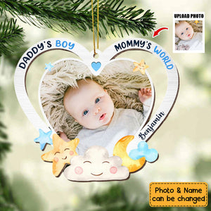 Gift For Newborn Baby Daddy And Mommy's World Photo Ornament