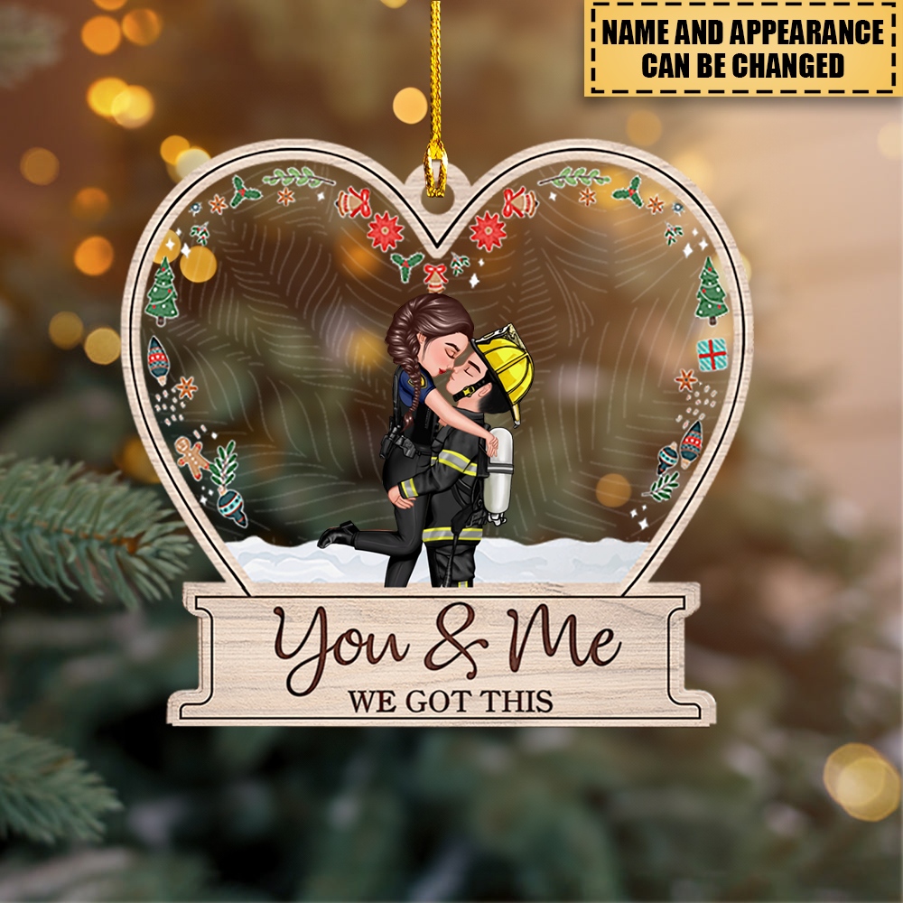 Christmas Doll Couple Hugging, You & Me We Got This Personalized Ornament