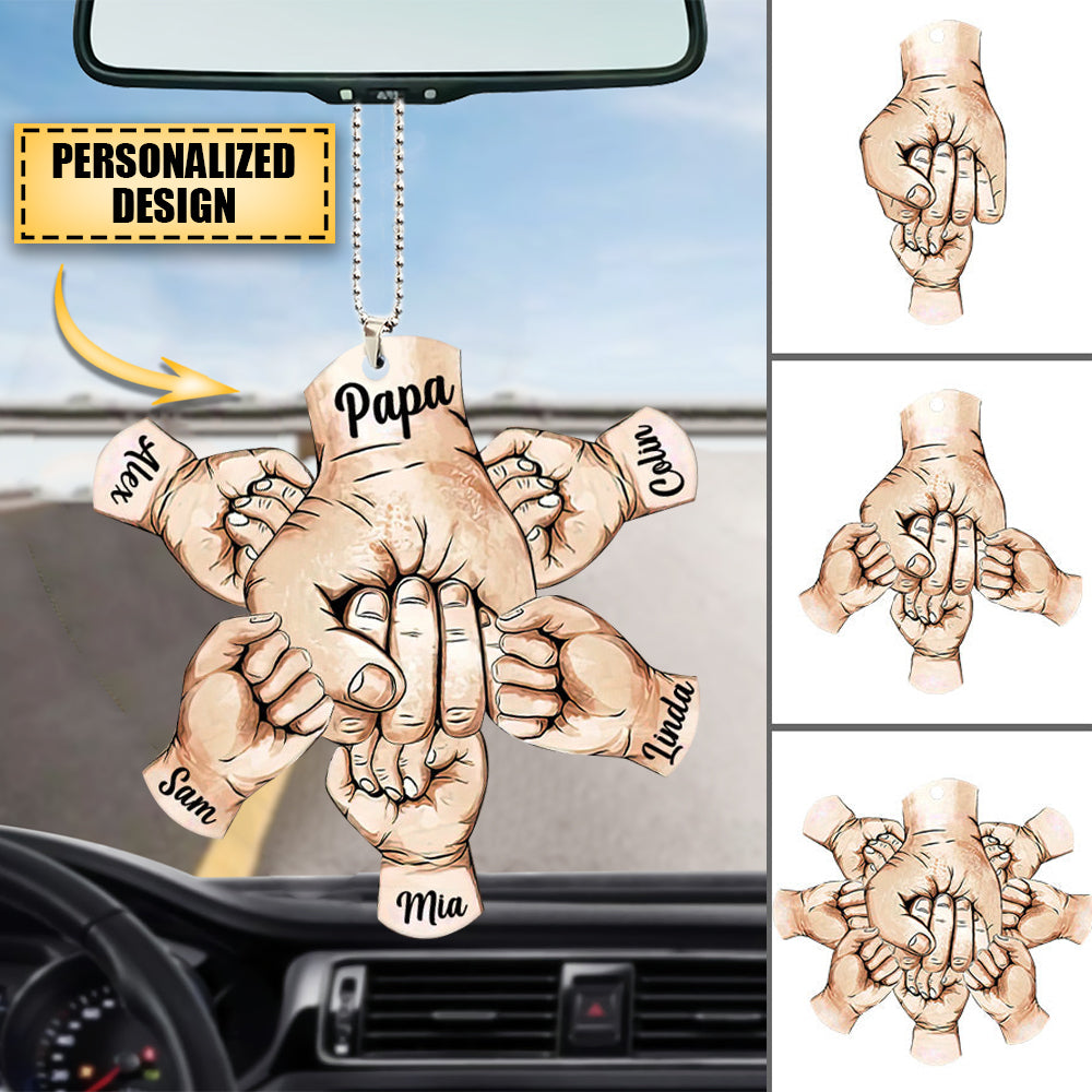 GRANDPA, PAPA, DADDY HANDS PRINT PERSONALIZED ACRYLIC ORNAMENT