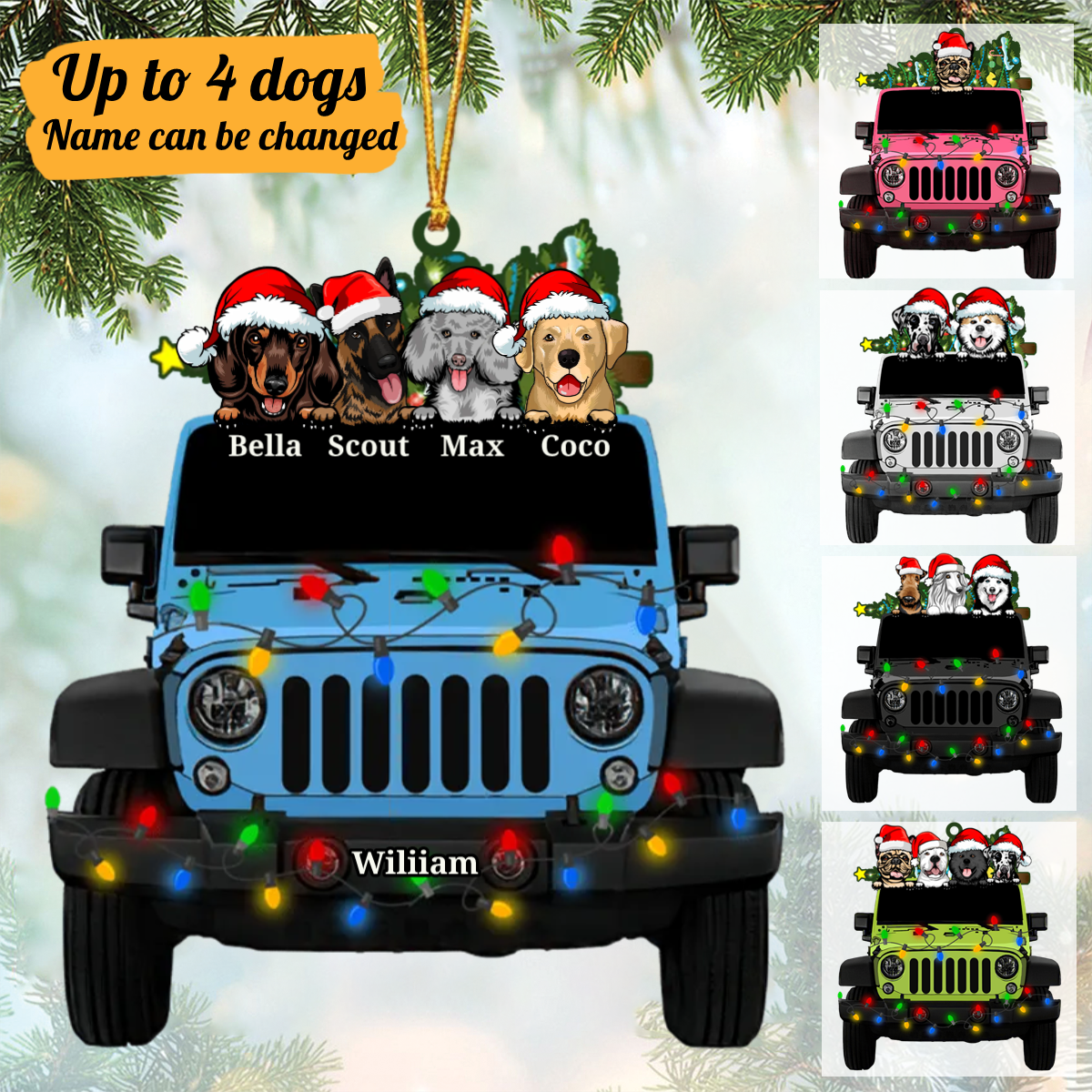 Christmas Dog On A Car Cut Ornament Gift For Car Lover
