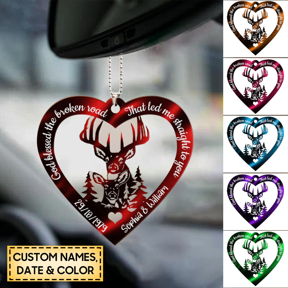 Hologram Heart With Buck And Doe Custom Acrylic Ornament