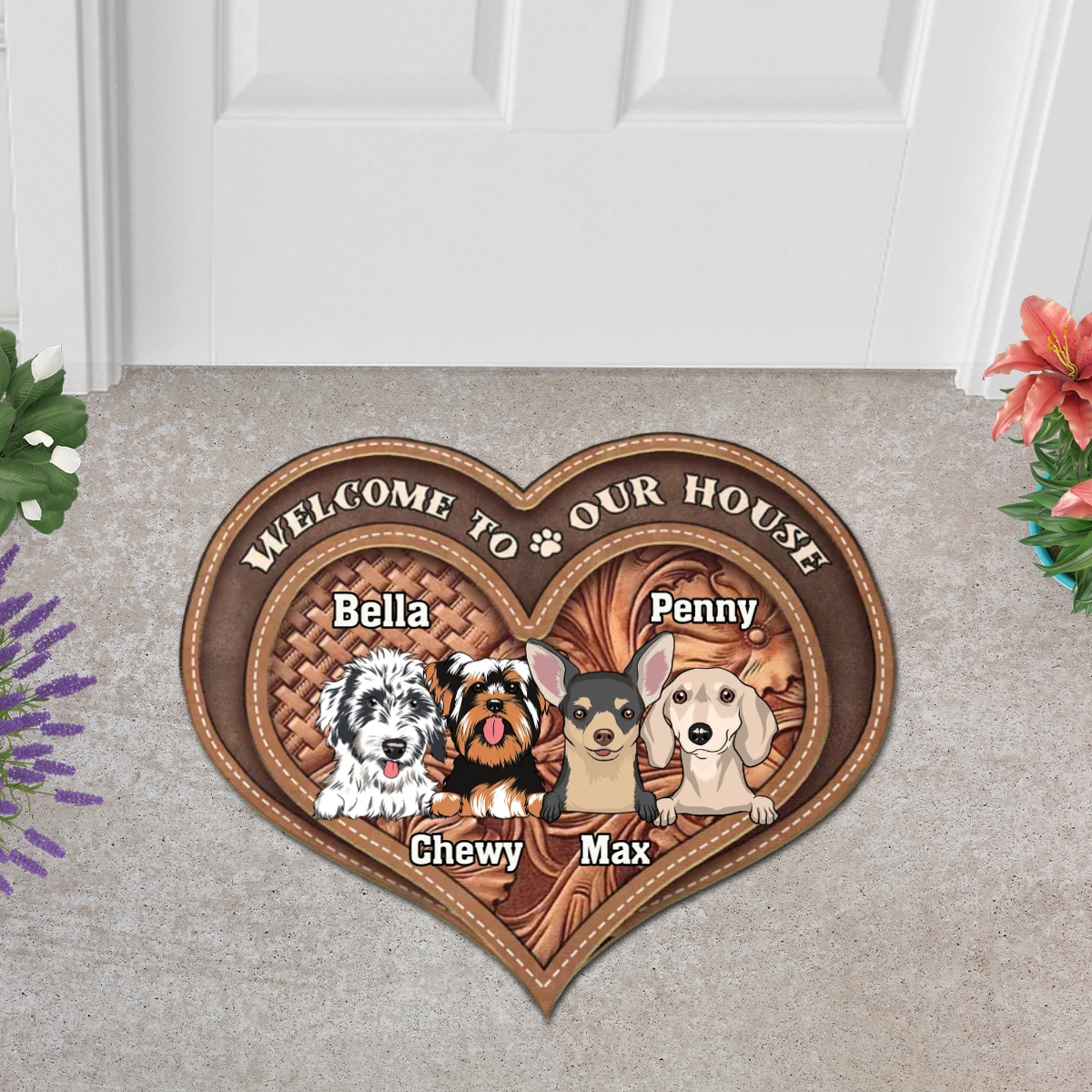 Dog Personalized Custom Heart Shaped Doormat