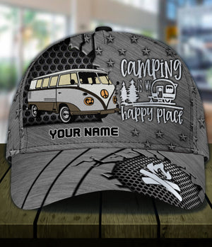 Camping My Happy Place Gray Personalized Classic Cap - CP224PS07