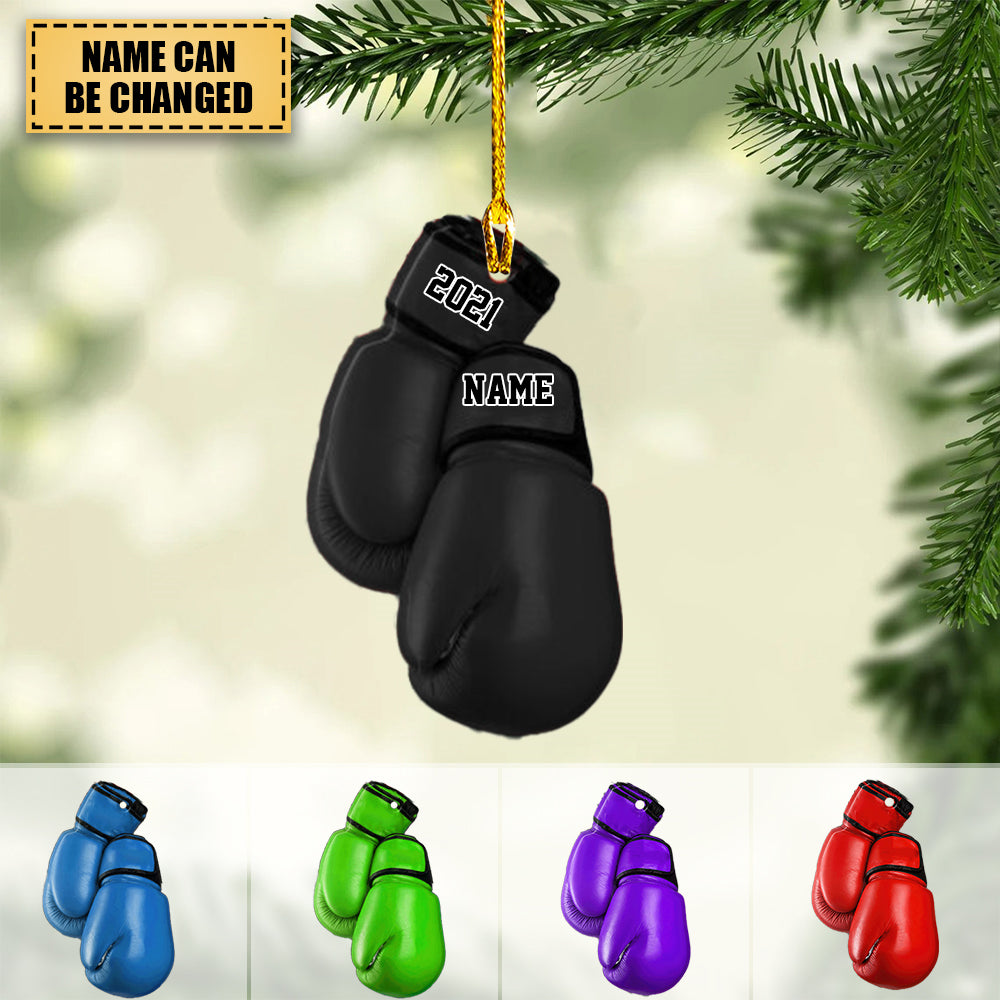 Personalized Boxing Glove Acrylic Christmas Ornament - Housewarming Gift, Sports Lover, UFC Decor gift