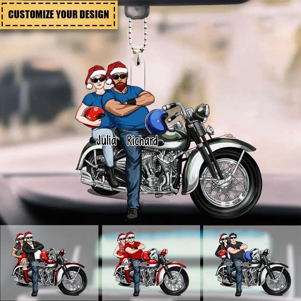 Motorcycle Couple Front View, Gift For Motorcycle Lovers-Personalized Acrylic Ornament