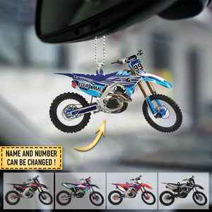 Personalized Ornament Custom Name and Number Motocross Vehicle Shaped Ornament