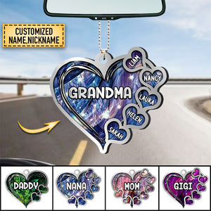 GRANDMA- MOM HEART KIDS, MULTI COLORS PERSONALIZED ACRYLIC ORNAMENT