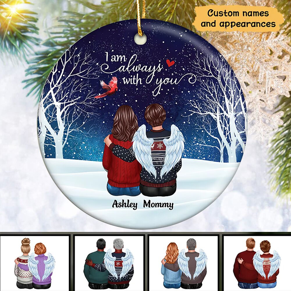 Cardinal Always With You Memorial Snow Personalized Circle Ornament