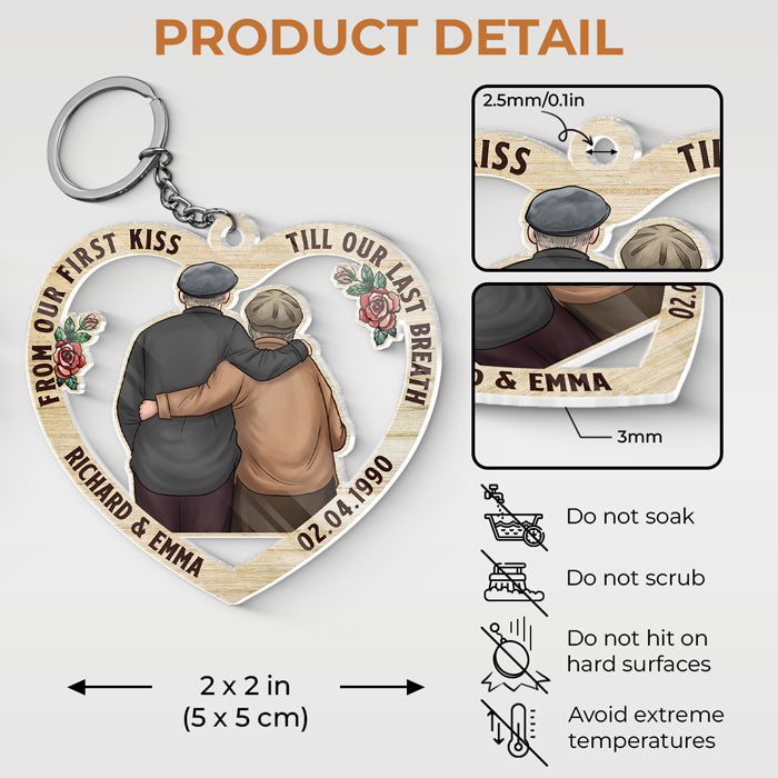 From Our First Kiss - Couple Personalized Custom Heart Shaped Acrylic Keychain - Gift For Husband Wife, Anniversary