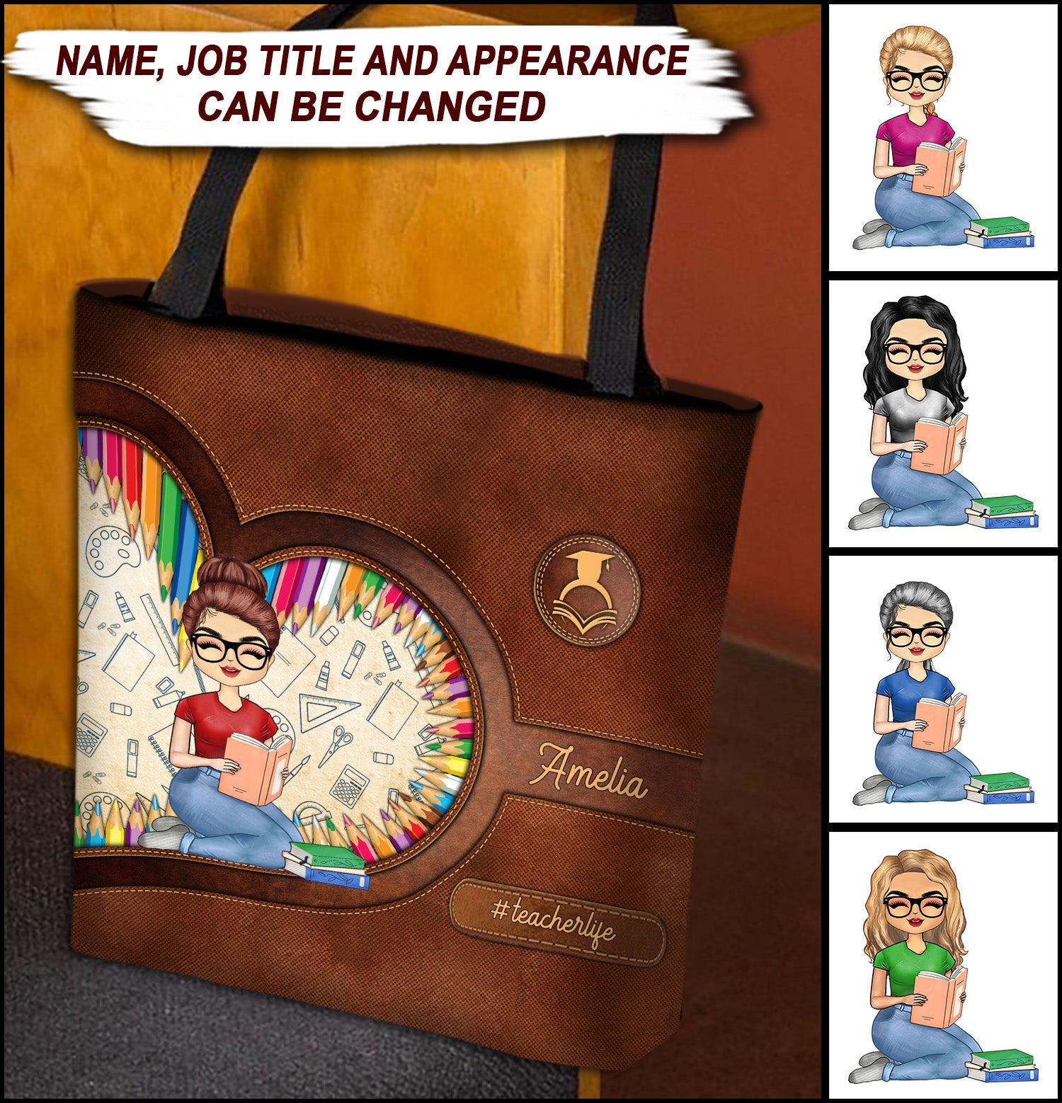 Teacher Personalized All Over Tote Bag - TO027PS02