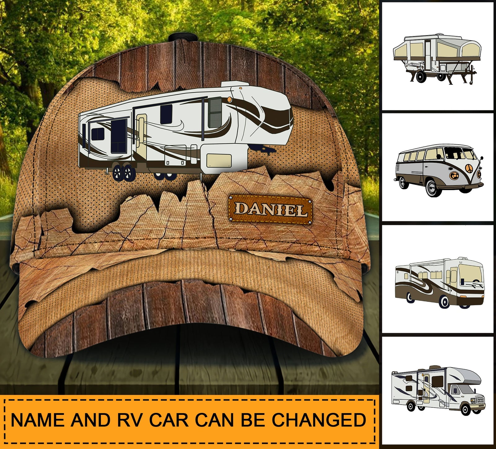 Camping Wooden Personalized Cap - CP113PS08