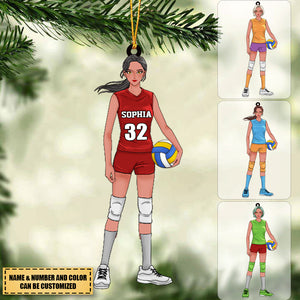 Personalized Volleyball Girl Acrylic Christmas Ornament For Volleyball Lovers