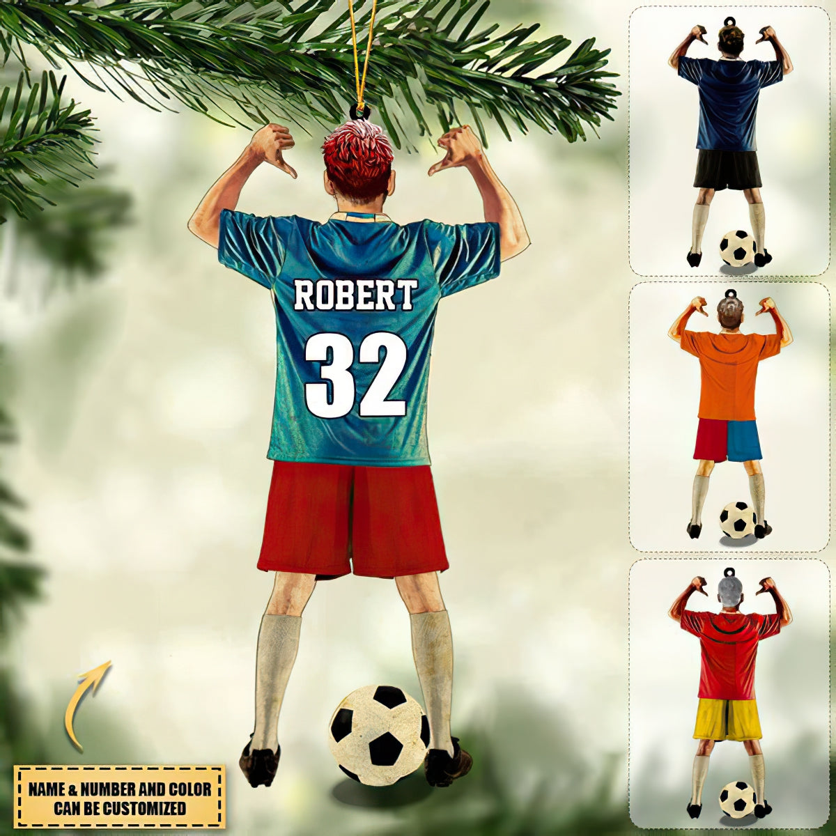 Personalized Soccer Player Acrylic Christmas Ornament For Football Player