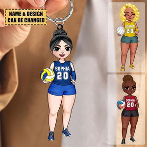 Personalized Volleyball Girl Acrylic Keychain For Volleyball Lovers