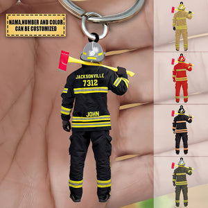 Personalized Firefighter Department Name Shaped Acrylic Keychain