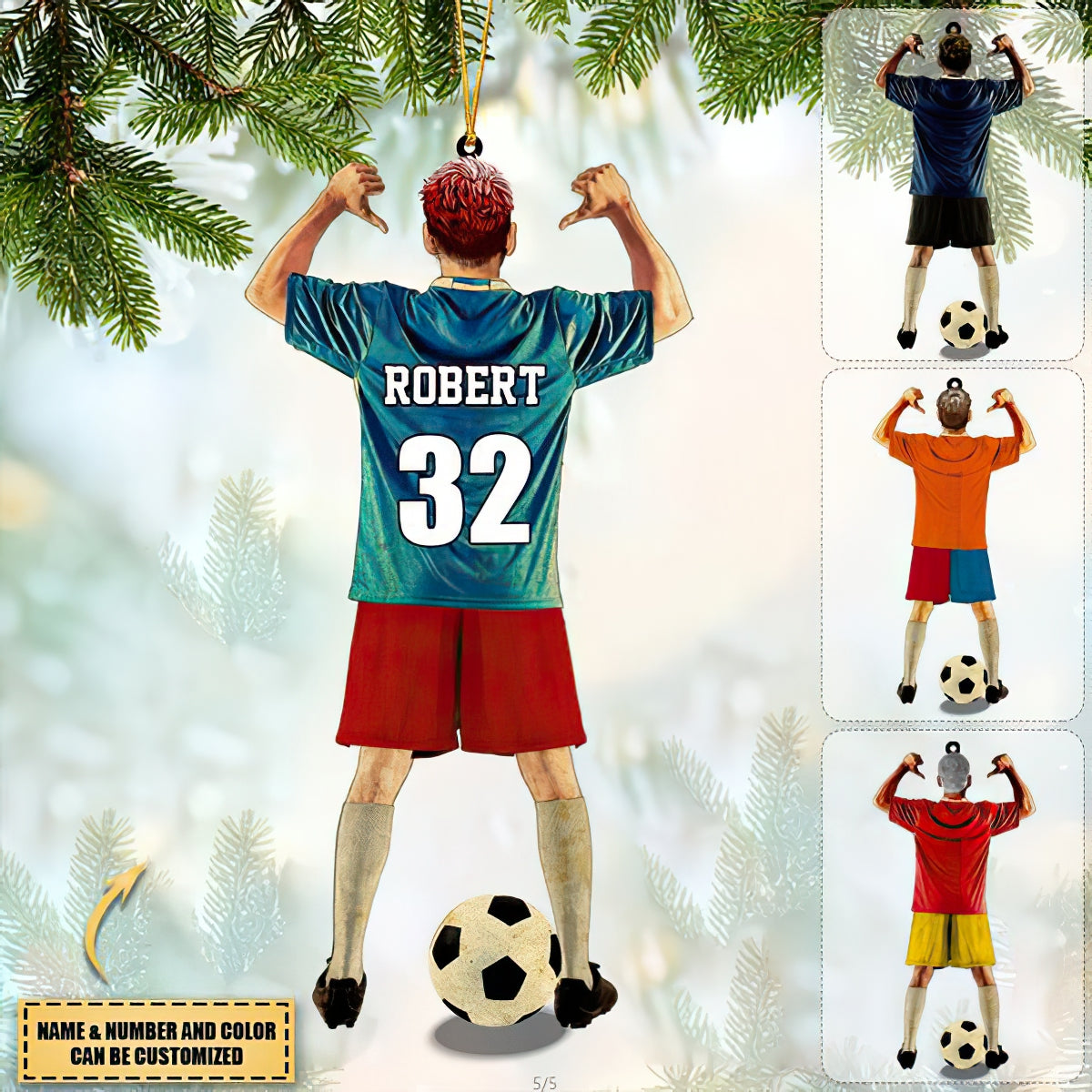 Personalized Soccer Player Acrylic Christmas Ornament For Football Player