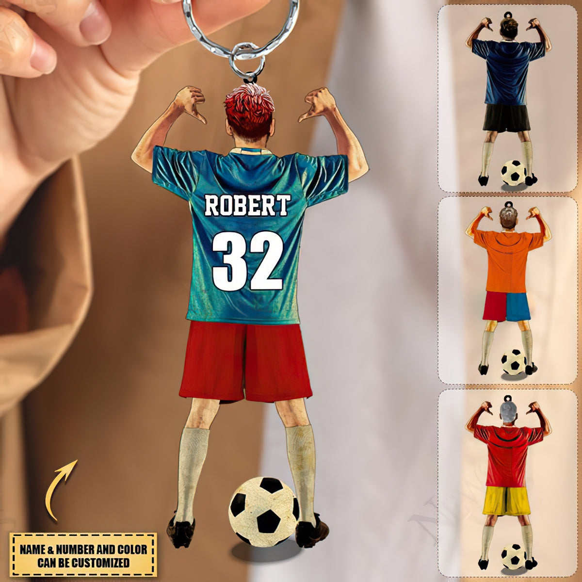 Personalized Soccer Player Acrylic Keychain For Football Player