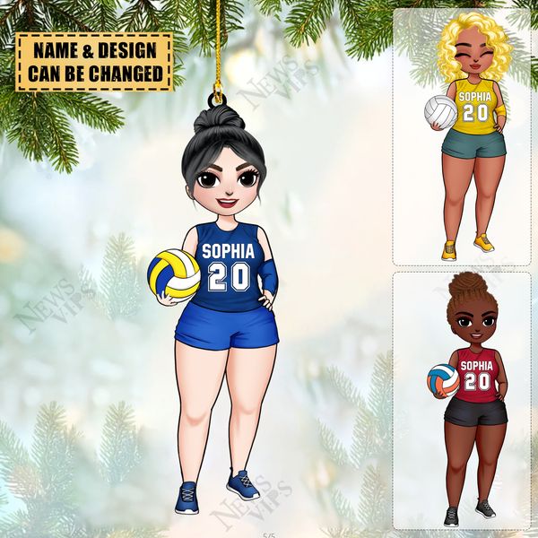 Personalized Volleyball Girl Acrylic Christmas Ornament For Volleyball Lovers