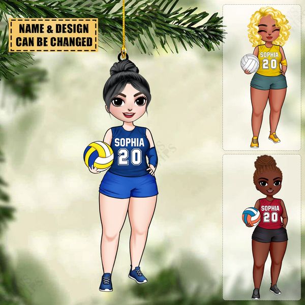Personalized Volleyball Girl Acrylic Christmas Ornament For Volleyball Lovers