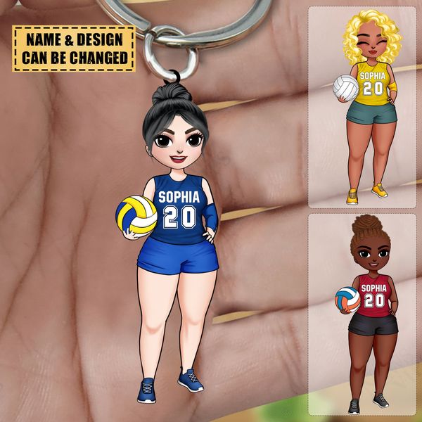 Personalized Volleyball Girl Acrylic Keychain For Volleyball Lovers