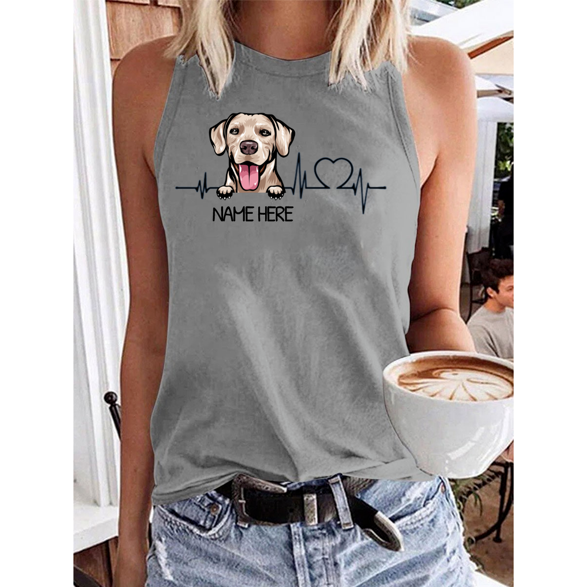 Women's Heartbeat Dog Personalized Custom Tank Top