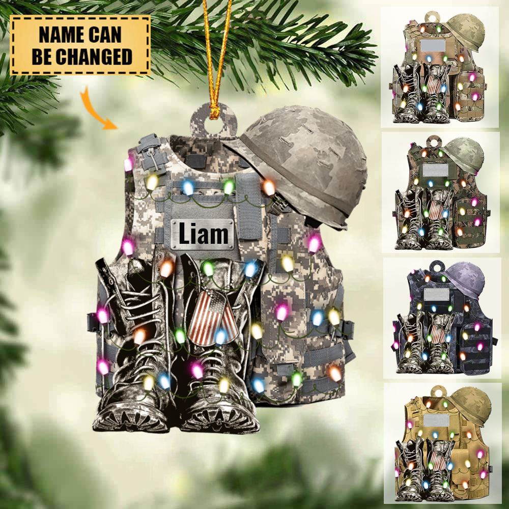 Boots & Helmet Personalize Christmas Ornament