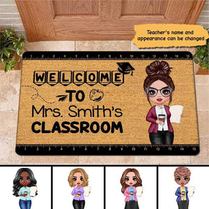 Welcome To Teacher Classroom Simple Personalized Doormat