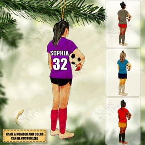 Personalized Soccer Player Acrylic Christmas Ornament For Football Lovers