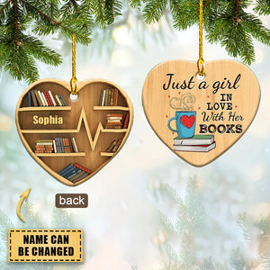 Personalized Book Lover Heart Ornament, Book Ornament, Gift For Book Lover