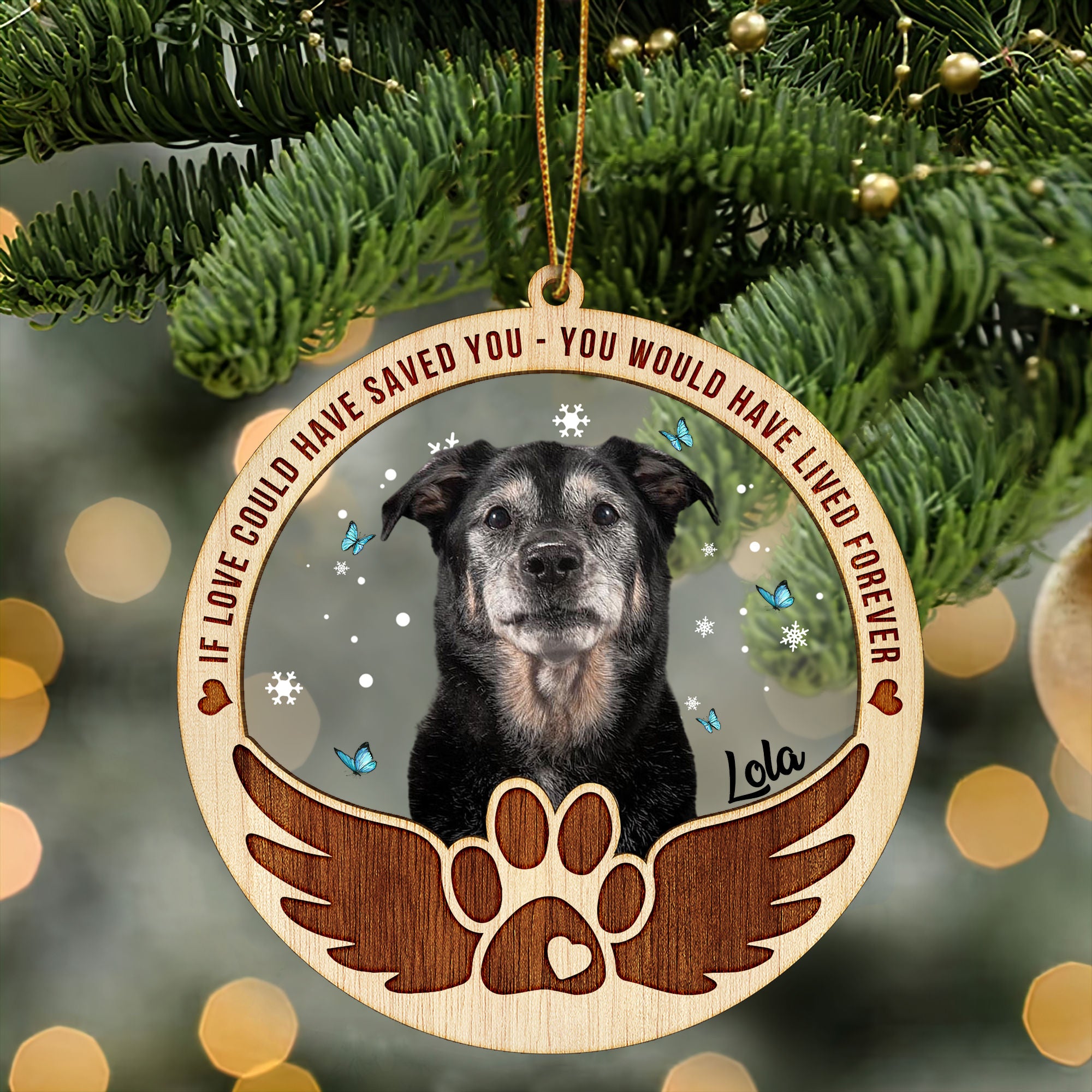 Dog Memorial - Your Wings Were Ready But My Heart Was Not - Custom Wood and Acrylic Ornament