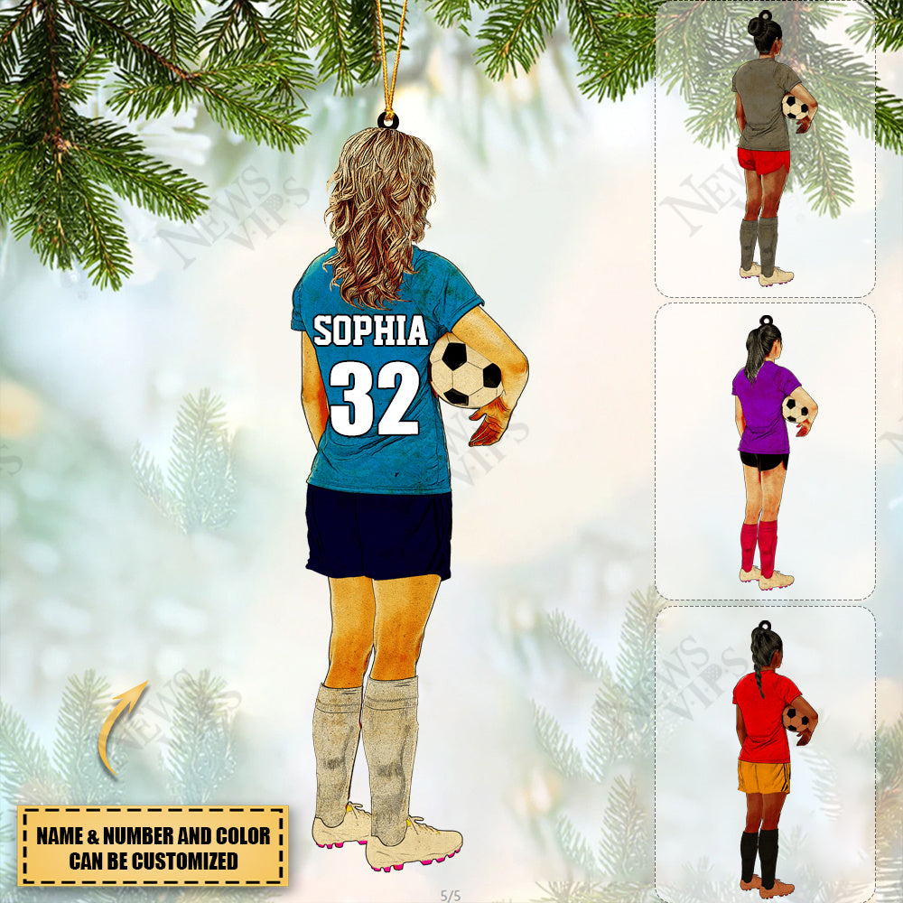 Personalized Soccer Player Acrylic Christmas Ornament For Football Lovers