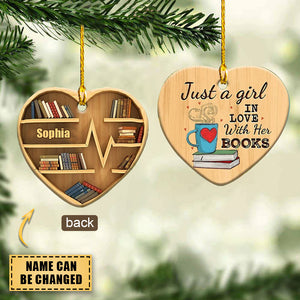 Personalized Book Lover Heart Ornament, Book Ornament, Gift For Book Lover