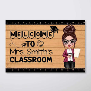 Welcome To Teacher Classroom Simple Personalized Horizontal Poster