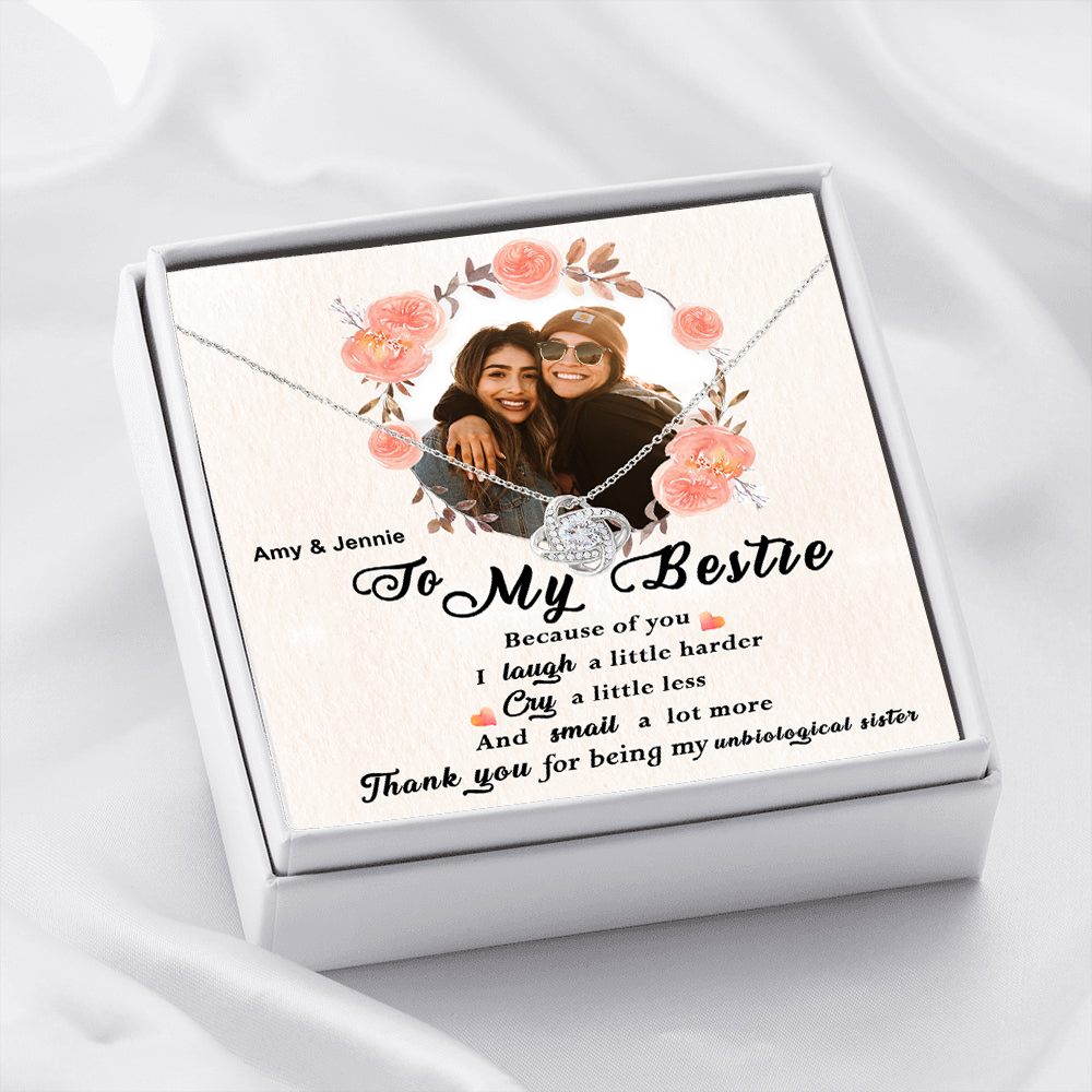 Personalized Necklace Gift For Badass Bestie Love Knot Necklace With Message Card And Box