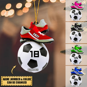 Personalized Football and Shoes Acrylic Christmas Ornament For Soccer Lover