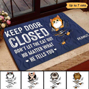 Keep Door Closed Fluffy Cat Tearing Personalized Doormat