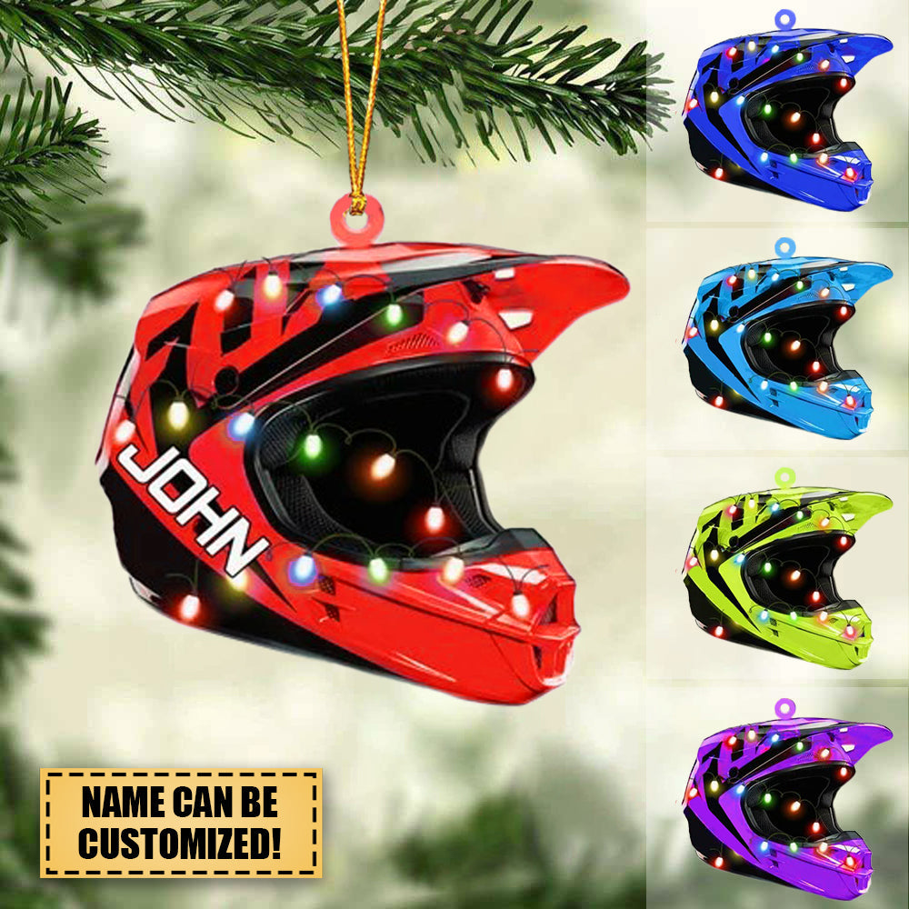 PERSONALIZED DIRT BIKE HELMET Christmas Light Ornament