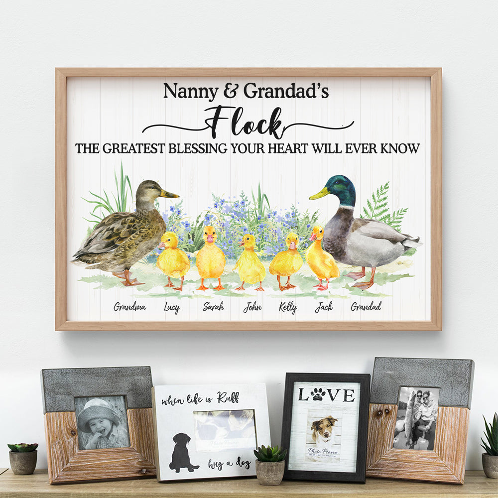 Flock The Greatest Blessing, Gift For Family, Personalized Poster, Duck Family Poster