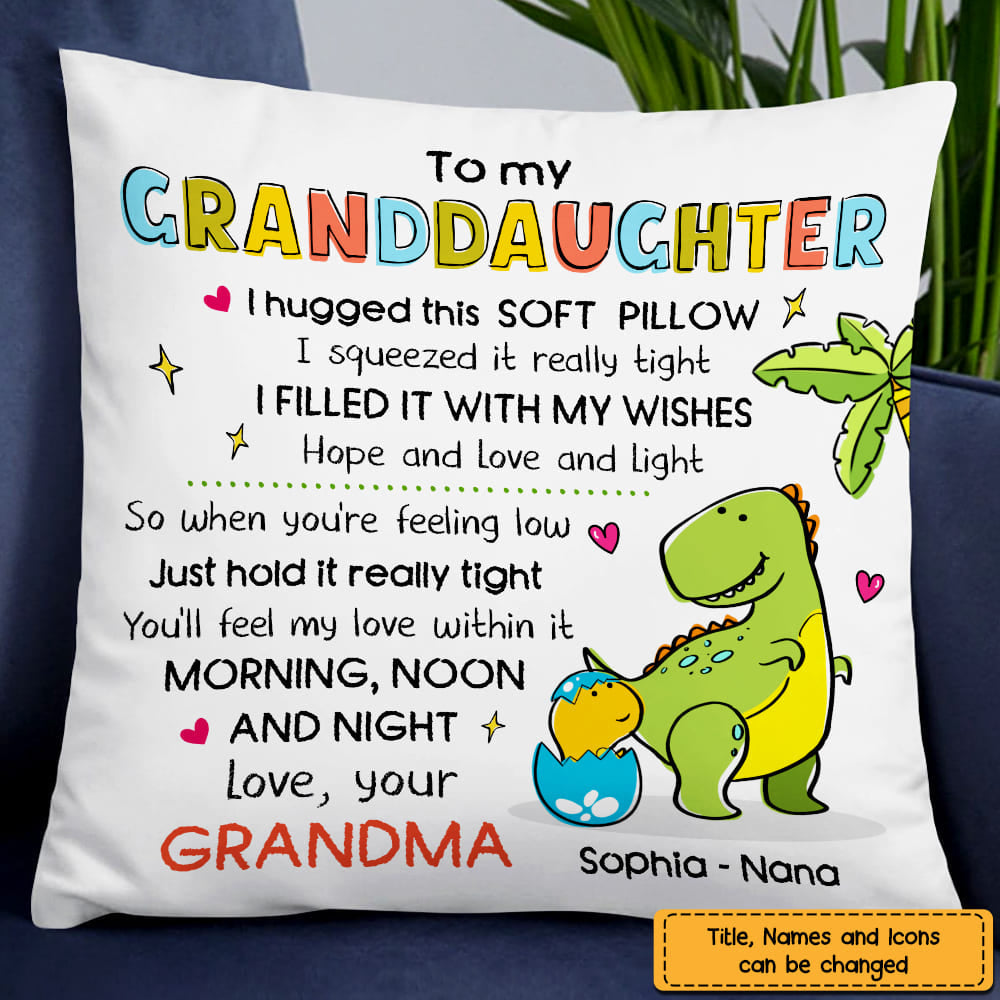 Personalized Granddaughter Hug This Dinosaur Drawing Pillowcase